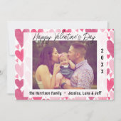 ハッピーバレンタインデー写真かわいいピンクの赤面ハート シーズンカード (正面)