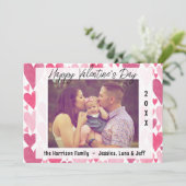 ハッピーバレンタインデー写真かわいいピンクの赤面ハート シーズンカード (スタンド正面)