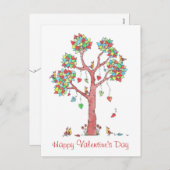 ハッピーバレンタインデー図解入りの、写真付きの シーズンポストカード (正面/裏面)