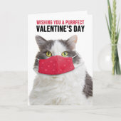 ハッピーバレンタインデー大きな猫イン顔マスク シーズンカード (正面)