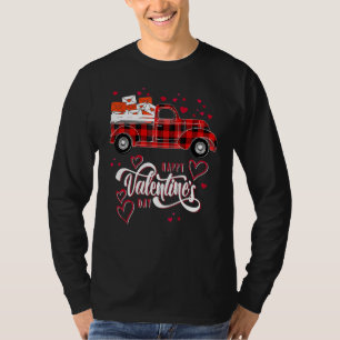 ハッピーバレンタインデー女性キッズレッドトラック彼と Tシャツ