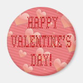 ハッピーバレンタインデー小さなハート型のフォント マグネット (正面)