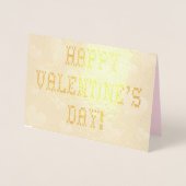 ハッピーバレンタインデー小さなハート型のフォント 箔カード (正面)