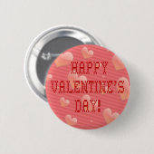 ハッピーバレンタインデー小さなハート型のフォント 缶バッジ (正面&裏面)