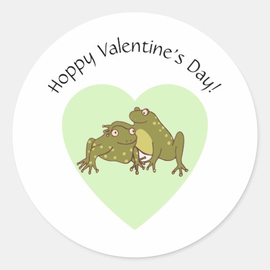 ハッピーバレンタインデー恋にホッピーカエル ラウンドシール (正面)