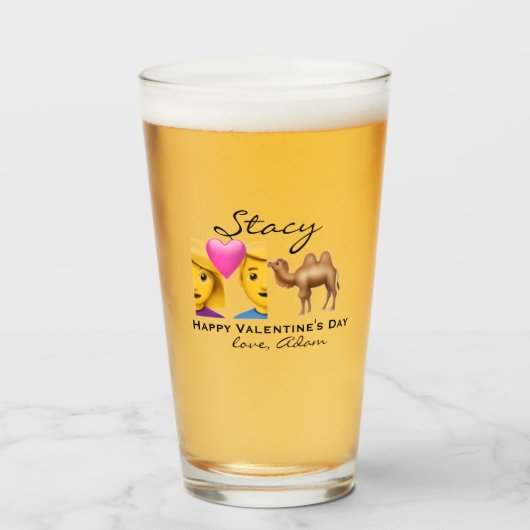 ハッピーバレンタインデー愛ハートのカップルのこぶ タンブラーグラス (ドリンク正面)