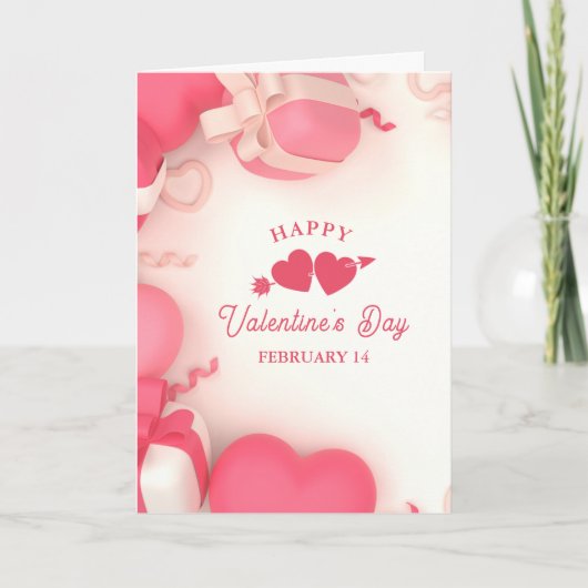 ハッピーバレンタインデー折り畳みホリデーカード シーズンカード (正面)