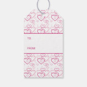 ハッピーバレンタインデー文字とピンクハートパターン ギフトタグ (裏面)