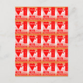 ハッピーバレンタインデー文字フォーエバーラブハートレッド シーズンポストカード (正面)