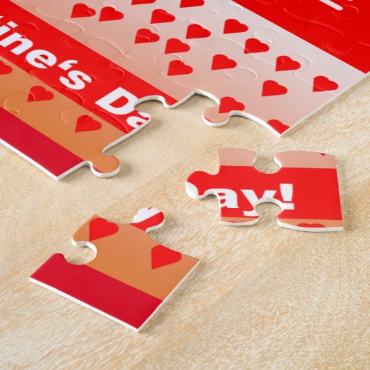 ハッピーバレンタインデー文字フォーエバーラブハートレッド ジグソーパズル (側面)