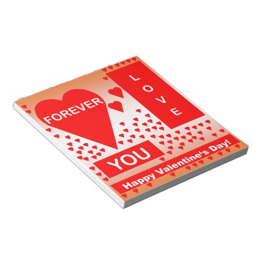 ハッピーバレンタインデー文字フォーエバーラブハートレッド ノートパッド (アングル)