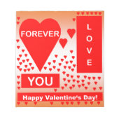 ハッピーバレンタインデー文字フォーエバーラブハートレッド ノートパッド (正面)