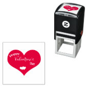 ハッピーバレンタインデー文字内部赤いハート セルフインキングスタンプ (インサイチュ)