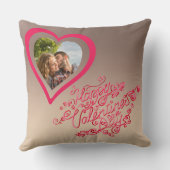 ハッピーバレンタインデー書道ハート写真 クッション (裏面)