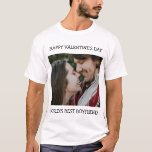 ハッピーバレンタインデー最高のボーイフレンカスタムド写真  Tシャツ