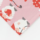 ハッピーバレンタインデー格言パターンピンクレッド フリースブランケット (角)