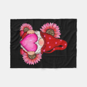 ハッピーバレンタインデー格言ヒョウひまわり フリースブランケット (正面(横))