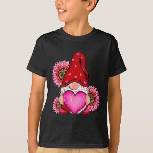 ハッピーバレンタインデー格言ヒョウひまわり Tシャツ (正面)