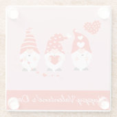 ハッピーバレンタインデー格言レッドピンク ガラスコースター (裏面)