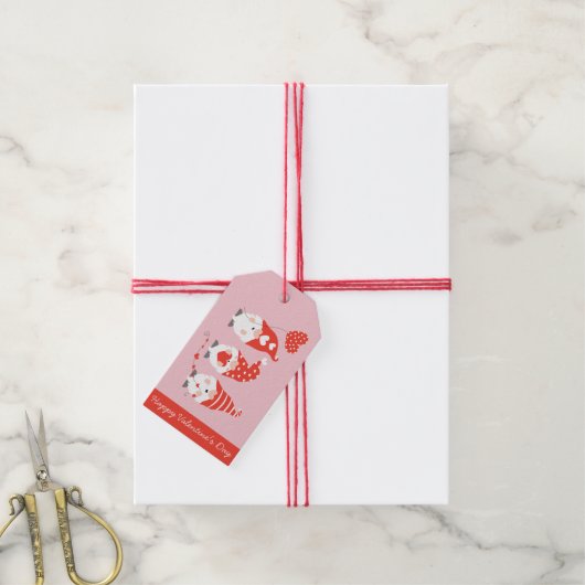 ハッピーバレンタインデー格言レッドピンク ギフトタグ (より糸付き)