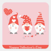ハッピーバレンタインデー格言レッドピンク スクエアシール (正面)