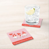 ハッピーバレンタインデー格言レッドピンク スクエアペーパーコースター (インサイチュ)