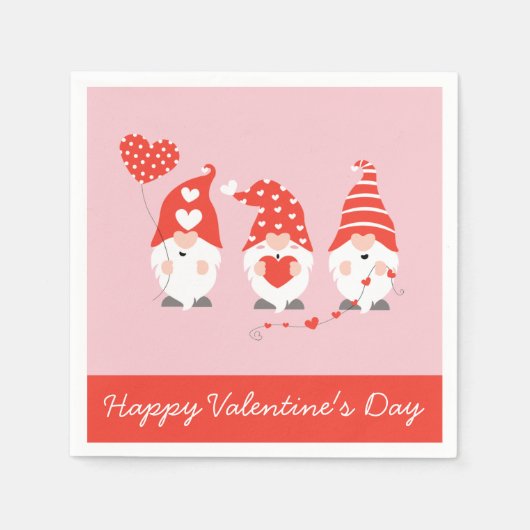 ハッピーバレンタインデー格言レッドピンク スタンダードカクテルナプキン (正面)