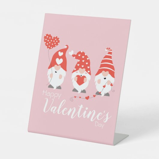 ハッピーバレンタインデー格言レッドピンク 台座サイン (正面)