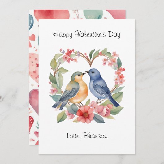 ハッピーバレンタインデー水彩写真バレンタイン ノートカード (正面/裏面)