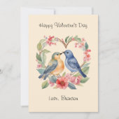 ハッピーバレンタインデー水彩愛鳥カード ノートカード (正面)