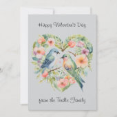 ハッピーバレンタインデー水彩鳥フォトカード ノートカード (正面)