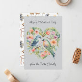 ハッピーバレンタインデー水彩鳥フォトカード ノートカード (正面/裏面インサイチュ)