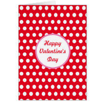 ハッピーバレンタインデー水玉模様グリーティングカード(赤)