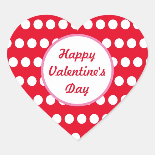 ハッピーバレンタインデー水玉模様ハートシール ハートシール (正面)
