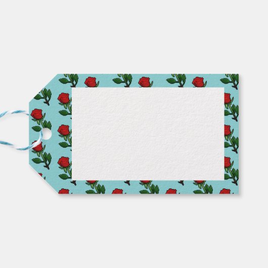 ハッピーバレンタインデー独身のレッドローズパターン ギフトタグ (裏面横)