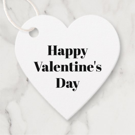 ハッピーバレンタインデー白黒ミニマルハート フェイバータグ (正面)