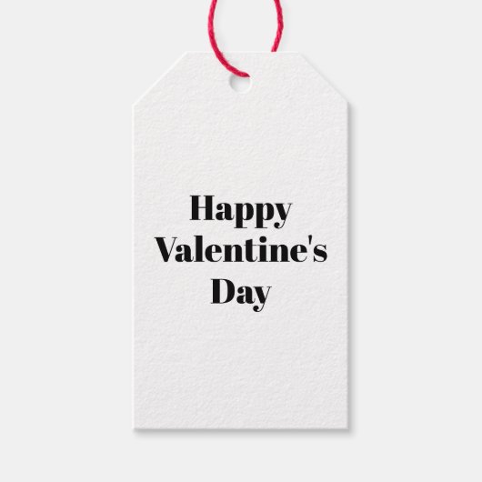 ハッピーバレンタインデー白黒ミニマル ギフトタグ (正面)