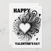 ハッピーバレンタインデー着色白黒 シーズンカード (正面/裏面)