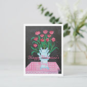 ハッピーバレンタインデー私のハートの開花をします シーズンポストカード (スタンド正面)