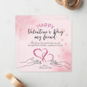 ハッピーバレンタインデー私の友人ピンク ノートカード (正面/裏面インサイチュ)