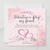ハッピーバレンタインデー私の友人ピンク ノートカード (正面)