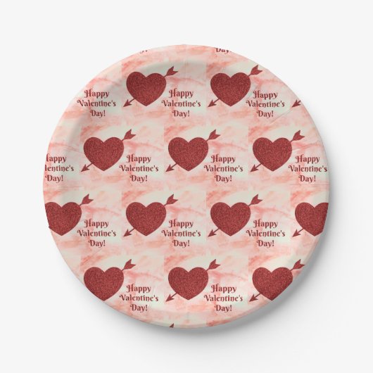 ハッピーバレンタインデー紙プレート ペーパープレート (正面)