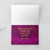 ハッピーバレンタインデー紫リボンハート金ゴールド シーズンカード (内部)