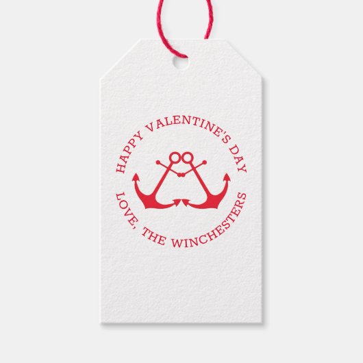 ハッピーバレンタインデー航海のいかりカスタムかわいい ギフトタグ (正面)