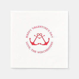 ハッピーバレンタインデー航海のいかりカスタムかわいい スタンダードカクテルナプキン