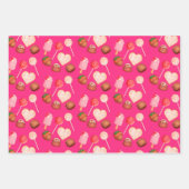 ハッピーバレンタインデー菓子およびキャンディパターン ラッピングペーパーシート (正面3)