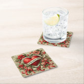 ハッピーバレンタインデー装飾イラストレーション スクエアペーパーコースター (インサイチュ)