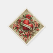 ハッピーバレンタインデー装飾イラストレーション スタンダードカクテルナプキン (角)