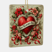 ハッピーバレンタインデー装飾イラストレーション セラミックオーナメント (右)