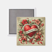 ハッピーバレンタインデー装飾イラストレーション マグネット (正面/裏面)